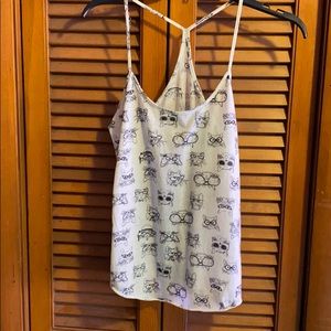 Racer Back Tank w/ Cute Cat Faces